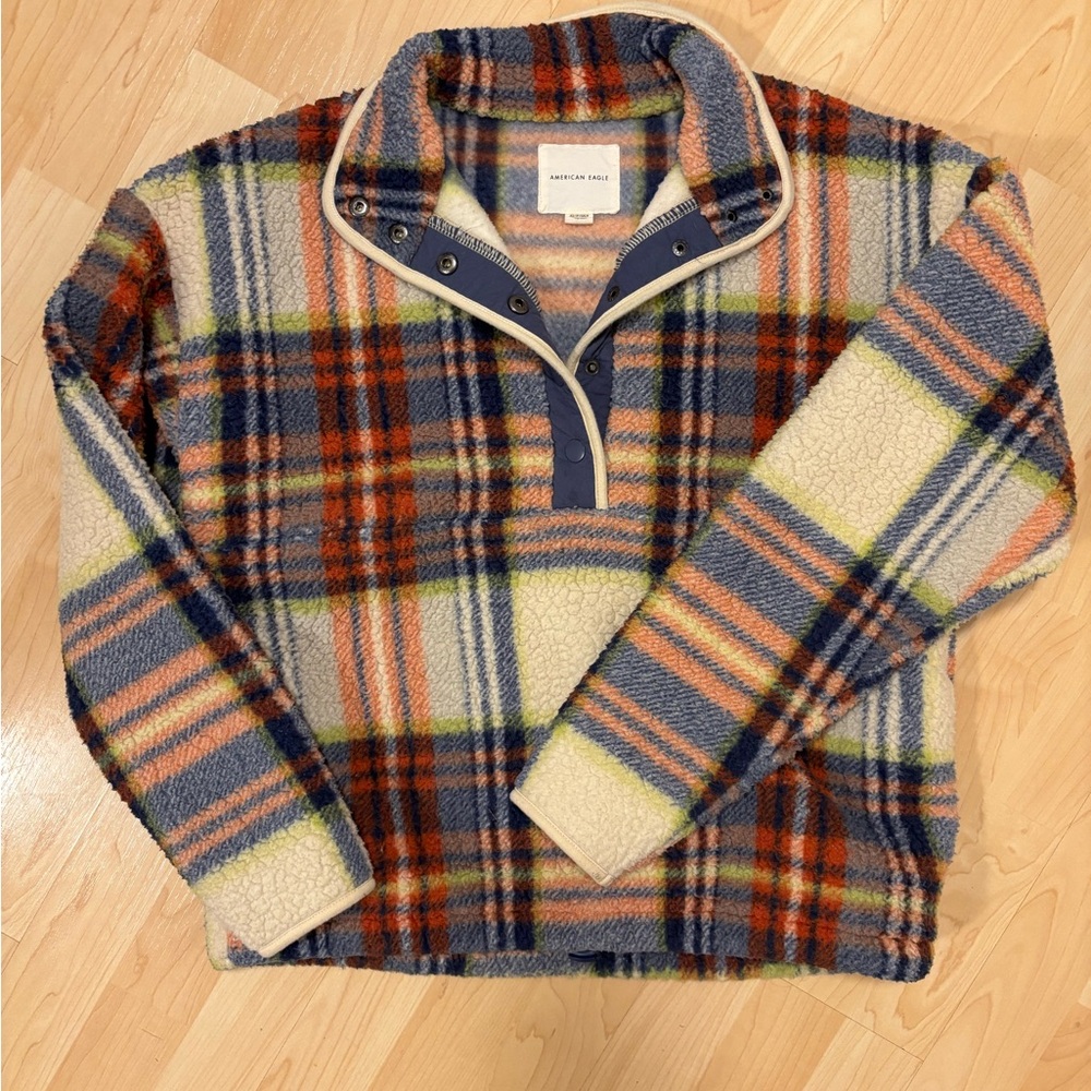 American Eagle Outfitters fleece Plaid Sweater